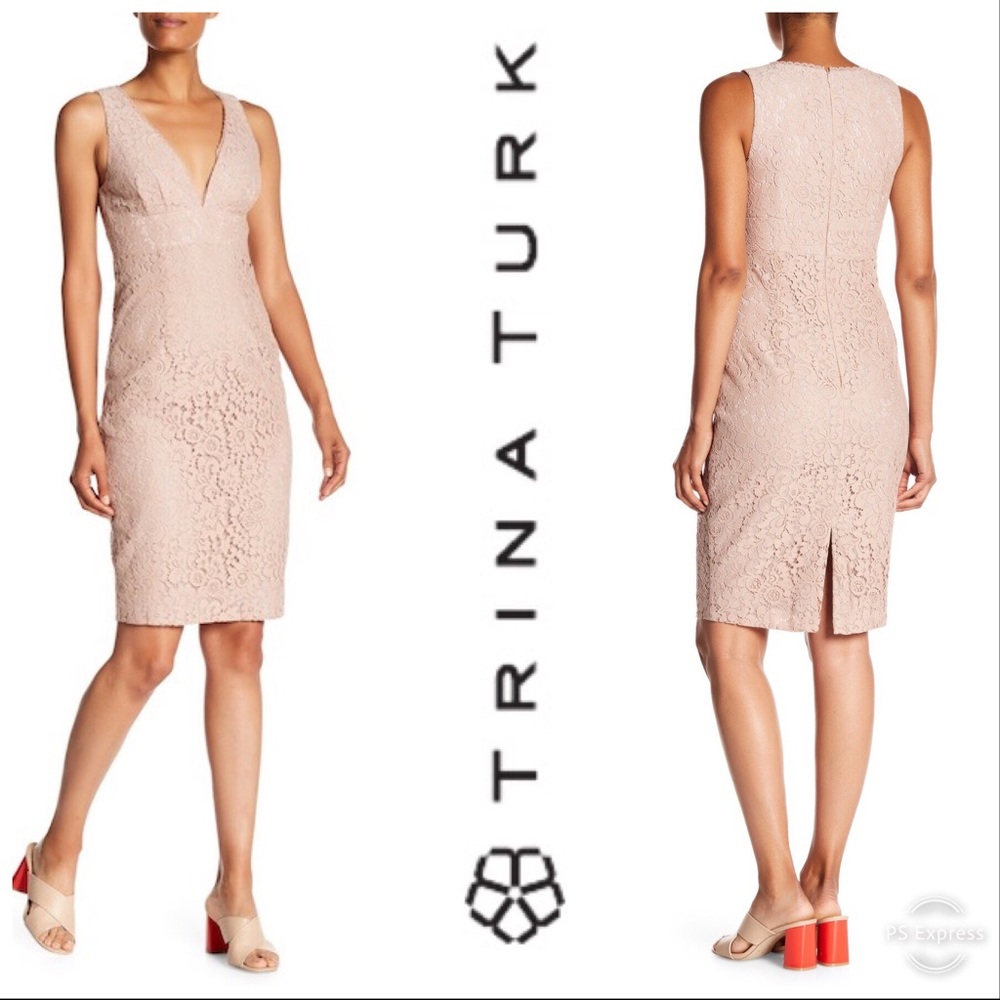 Trina Turk Appeal Plunge Neckline Lace Dress